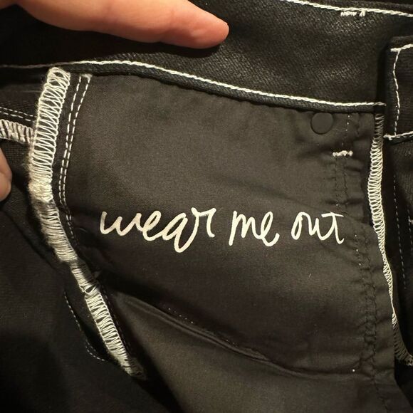 GRLFRND Coated Black White Stitch Denim Aurelia Jeans in Lights Out Sz 26 - Picture 11 of 14